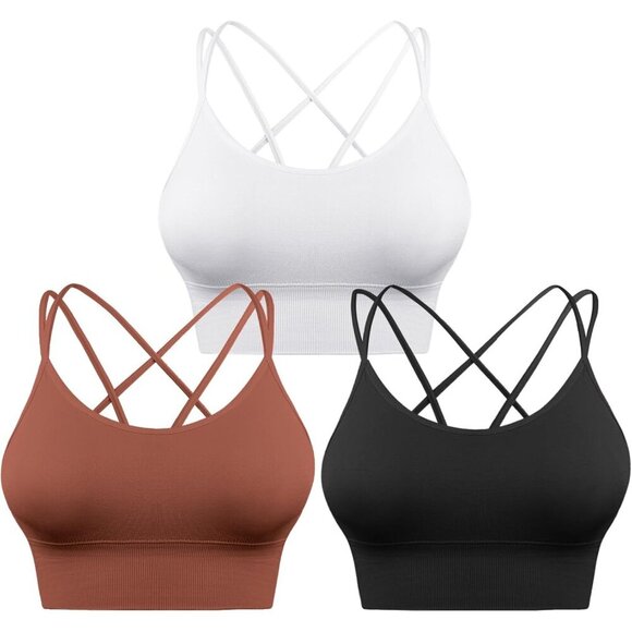 3 Pack Sports Bras Women Nylon Spandex Support Moisture-Wicking Fitness